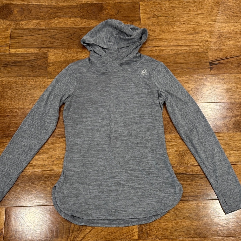 Reebok Women's Heather Gray Lightweight Performance Hooded Top